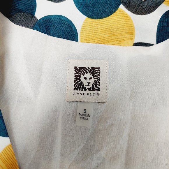 Anne Klein Multicolored Polka Dot Midi Tie Sleeveless Cotton Dress - Picture 7 of 11